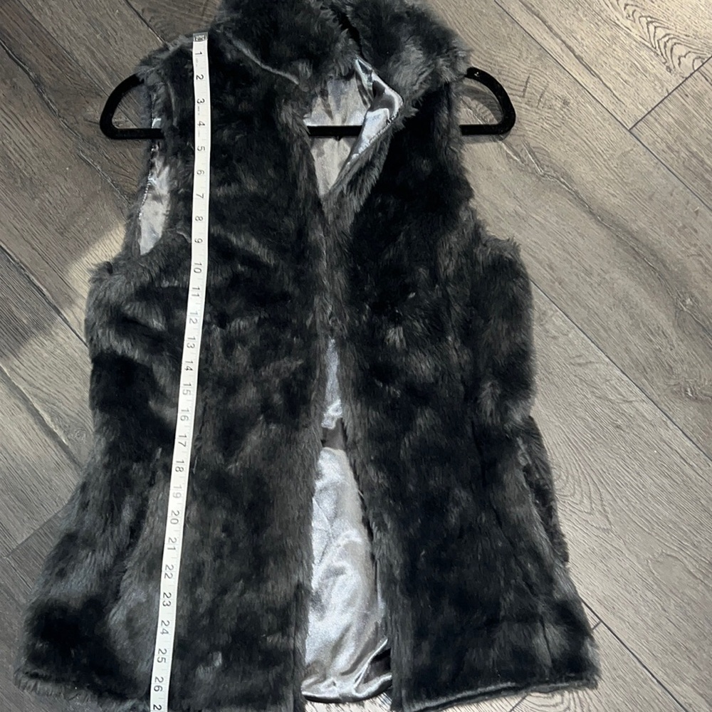 Vintage Havana Black Label Faux Fur Vest Size Small Dark Grey - Picture 11 of 13
